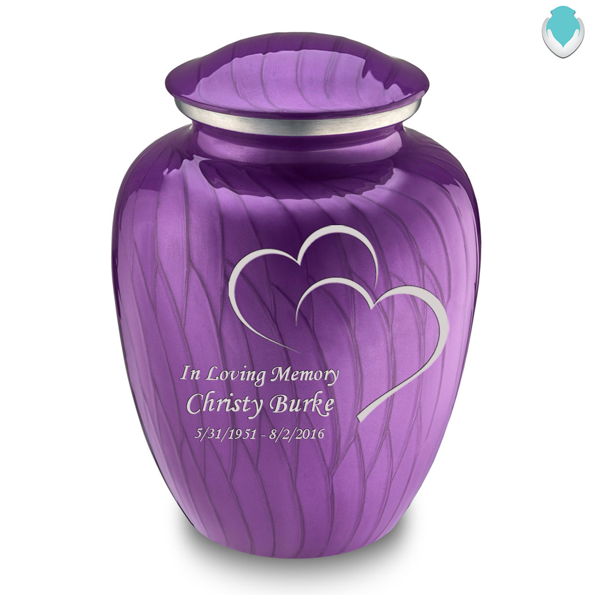 Adult Embrace Pearl Purple Hearts Cremation Urn