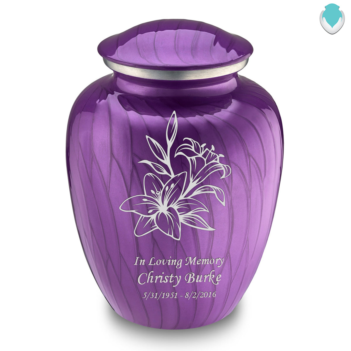 Adult Embrace Pearl Purple Lily Cremation Urn