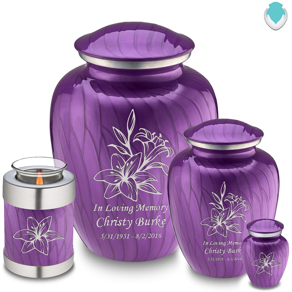 Adult Embrace Pearl Purple Lily Cremation Urn
