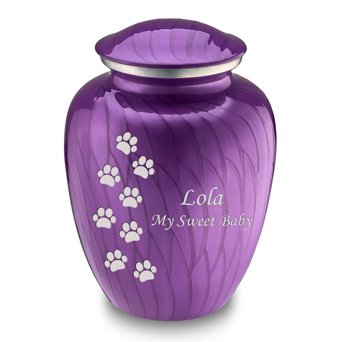 Large Embrace Pearl Purple Walking Paws Pet Cremation Urn