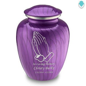 Adult Embrace Pearl Purple Praying Hands Cremation Urn