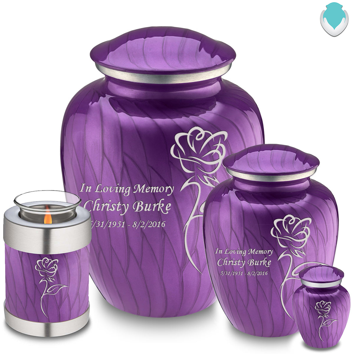 Adult Embrace Pearl Purple Rose Cremation Urn