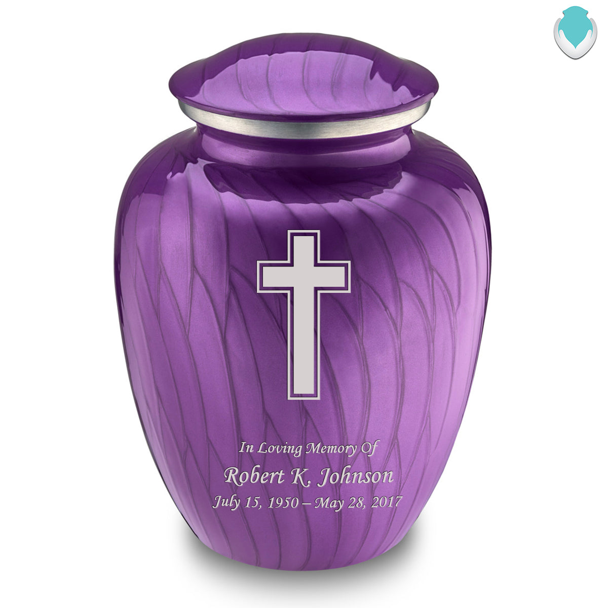 Adult Embrace Pearl Purple Simple Cross Cremation Urn