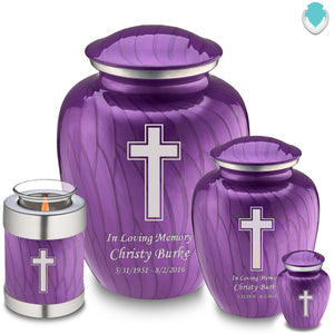 Adult Embrace Pearl Purple Simple Cross Cremation Urn
