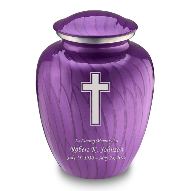 Adult Embrace Pearl Purple Simple Cross Cremation Urn