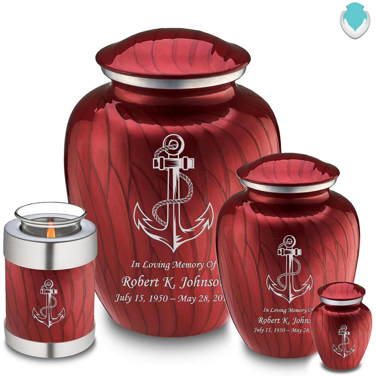 Adult Embrace Pearl Candy Red Anchor Cremation Urn