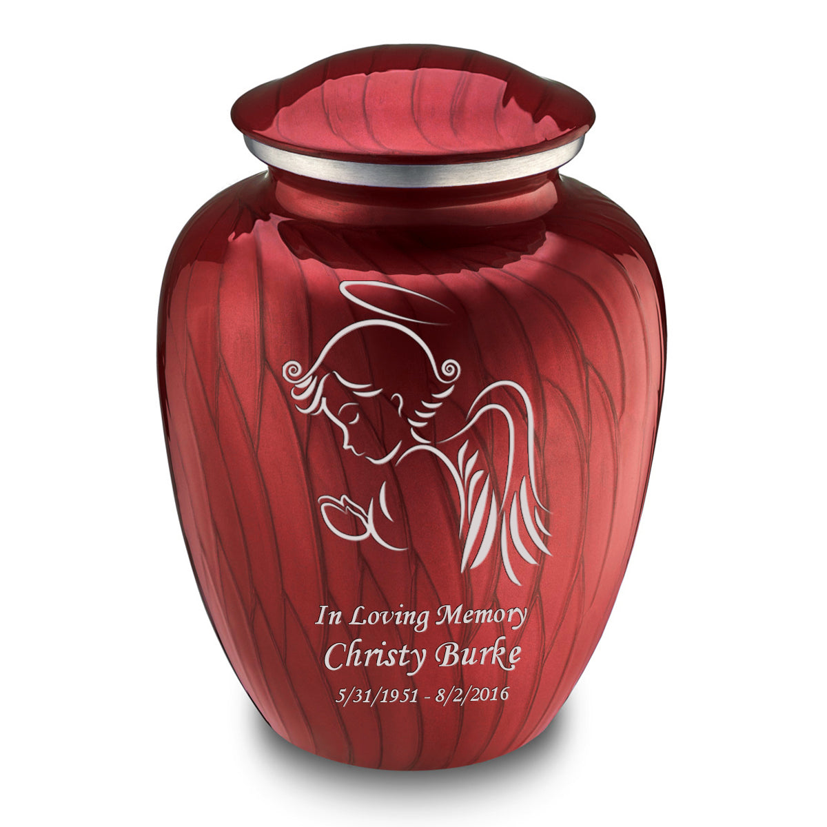 Adult Embrace Pearl Candy Red Angel Cremation Urn