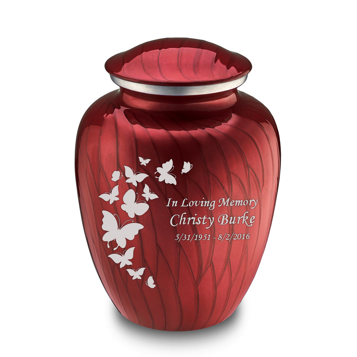 Adult Embrace Pearl Candy Red Butterfly Cremation Urn