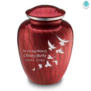 Adult Embrace Pearl Candy Red Doves Cremation Urn