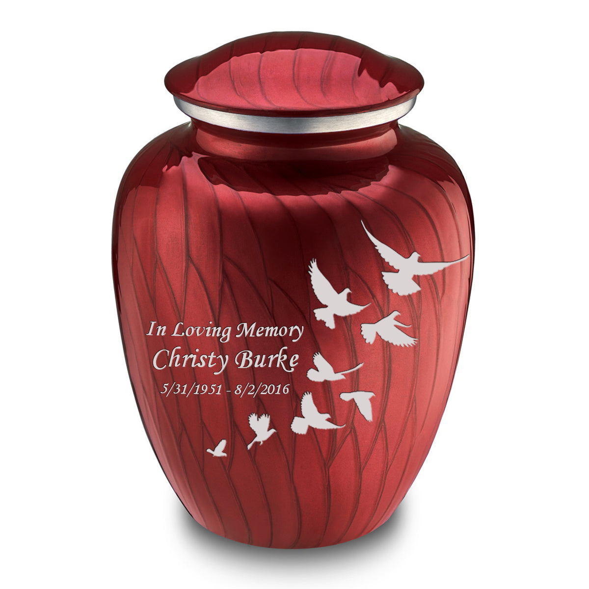 Adult Embrace Pearl Candy Red Doves Cremation Urn