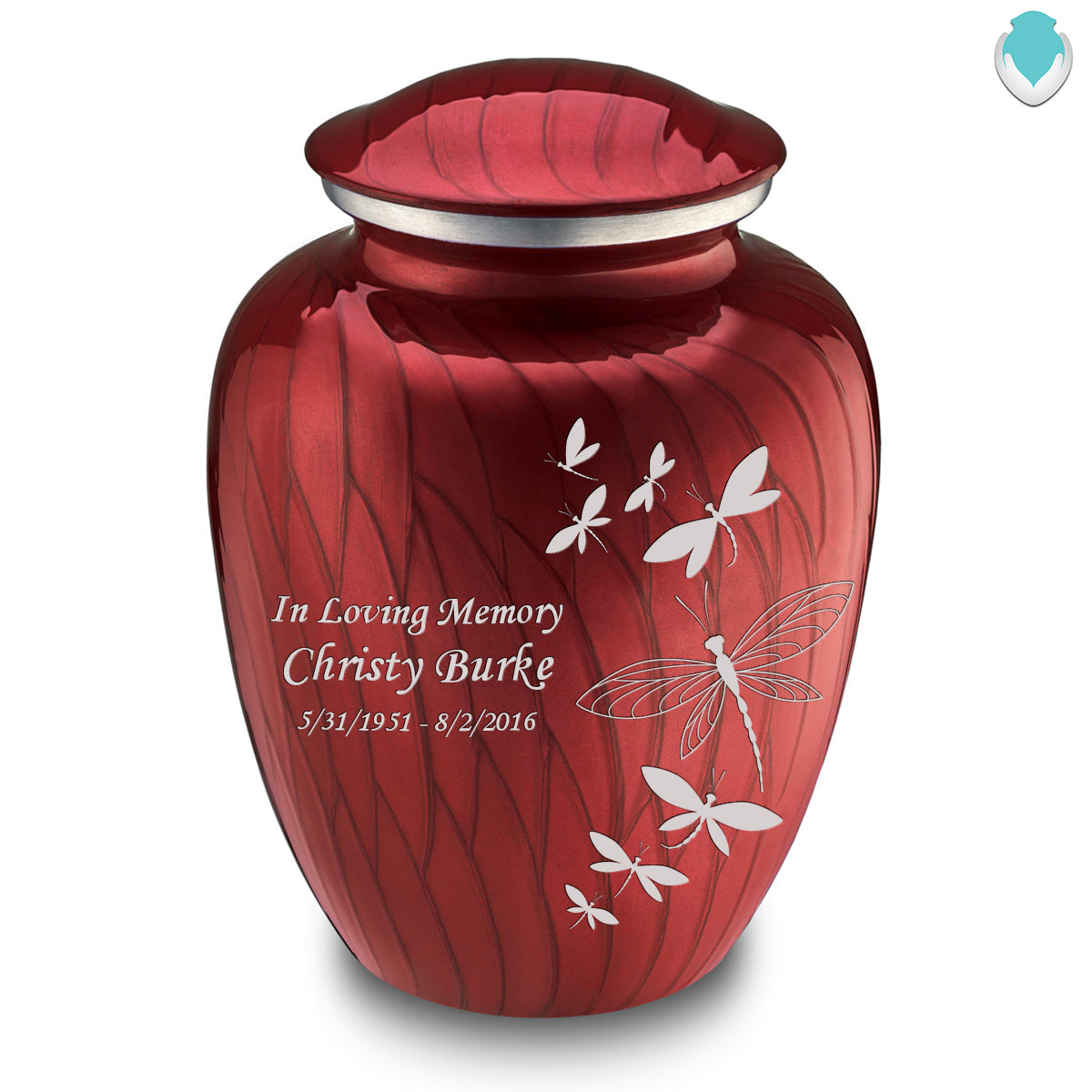 Adult Embrace Pearl Candy Red Dragonflies Cremation Urn