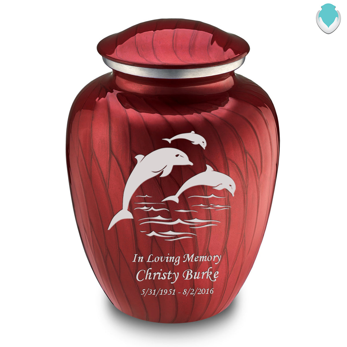 Adult Embrace Pearl Candy Red Dolphin Cremation Urn