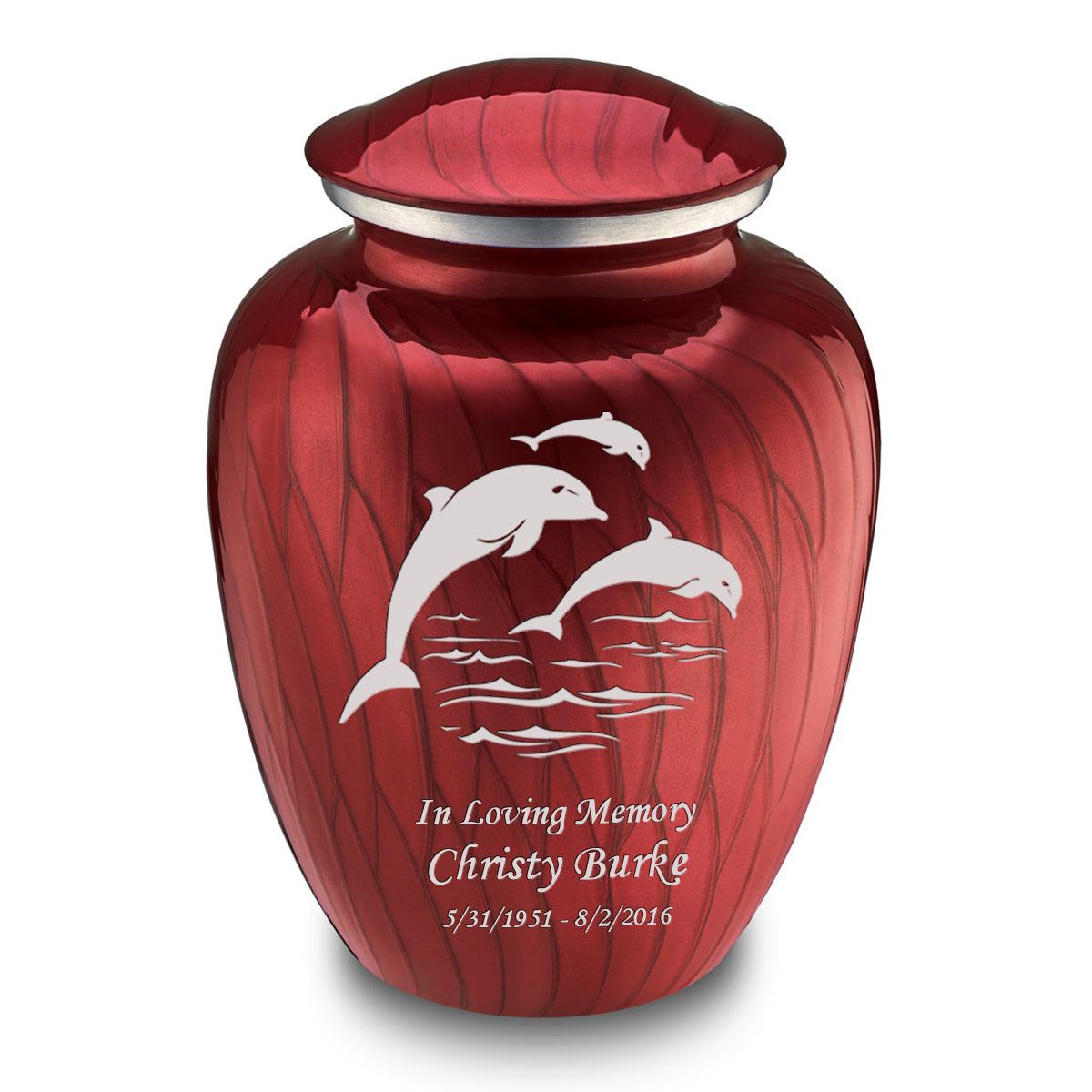 Adult Embrace Pearl Candy Red Dolphin Cremation Urn