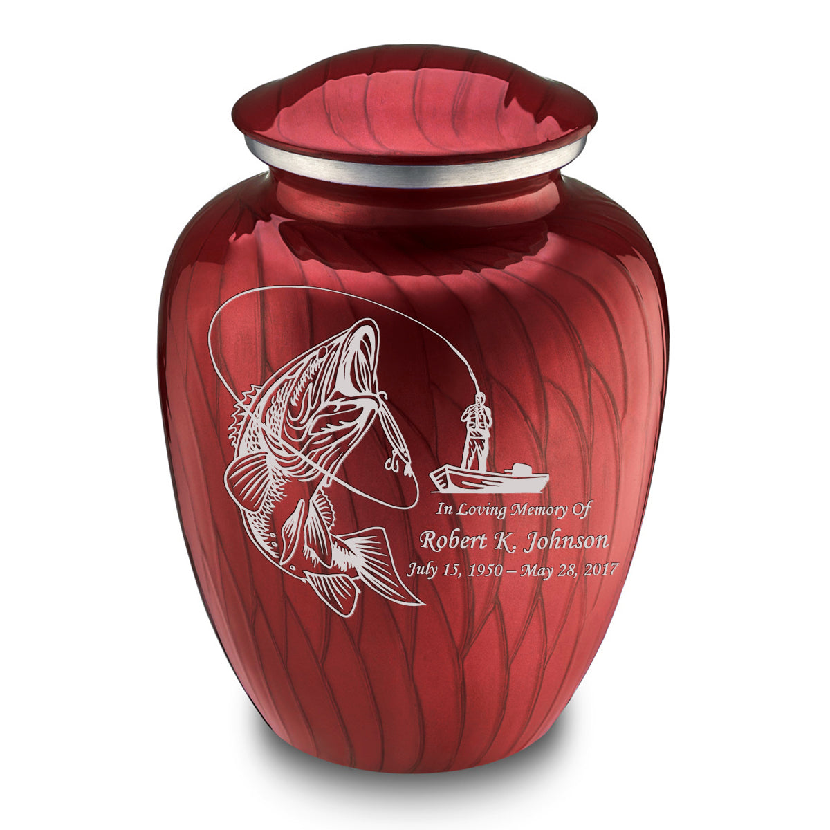 Adult Embrace Pearl Candy Red Fishing Cremation Urn