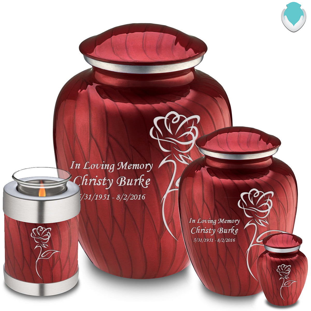 Adult Embrace Pearl Candy Red Rose Cremation Urn
