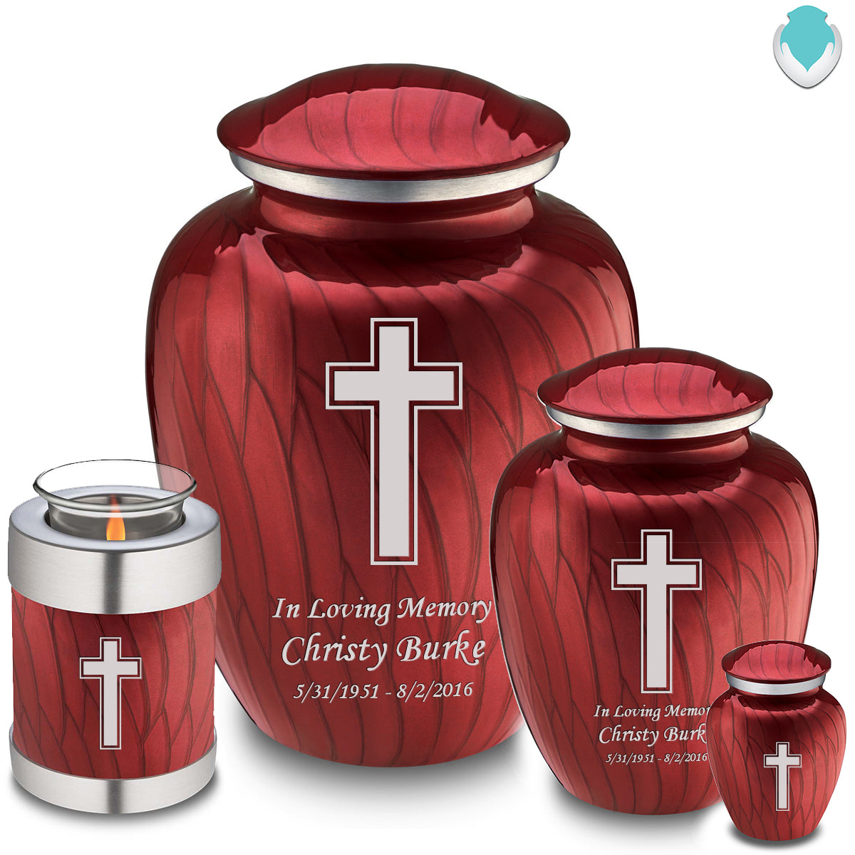 Adult Embrace Pearl Candy Red Simple Cross Cremation Urn