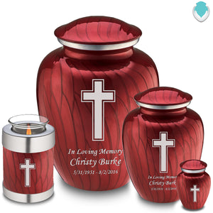 Adult Embrace Pearl Candy Red Simple Cross Cremation Urn