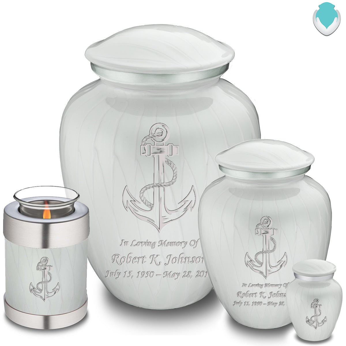 Adult Embrace Pearl White Anchor Cremation Urn