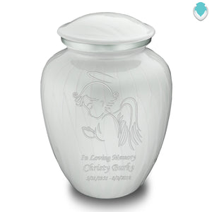 Adult Embrace Pearl White Angel Cremation Urn