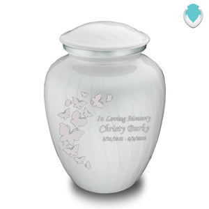 Adult Embrace Pearl White Butterfly Cremation Urn