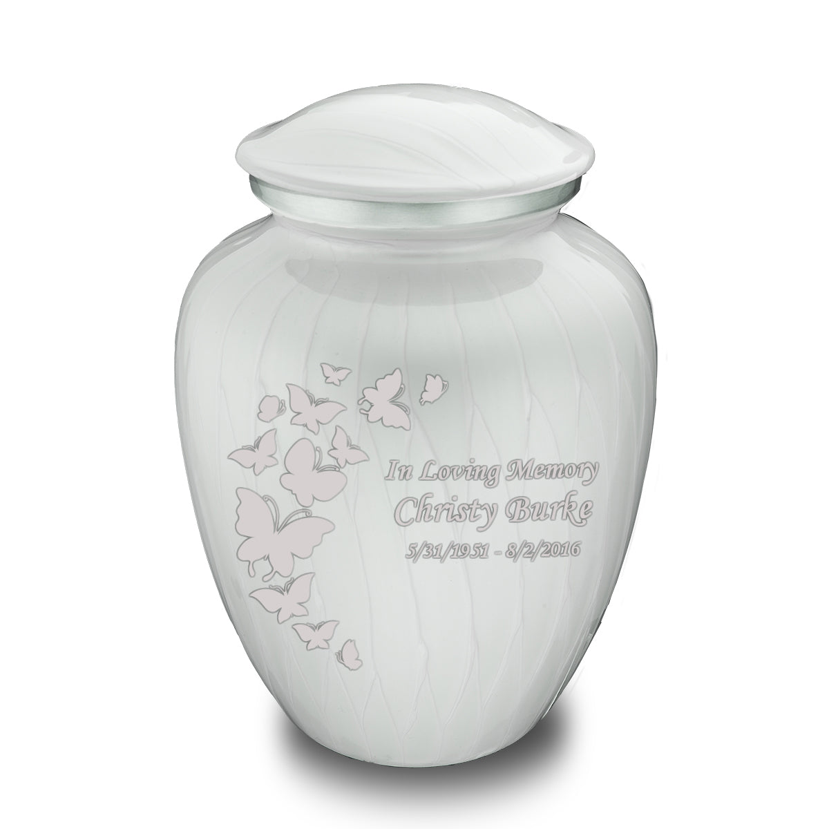 Adult Embrace Pearl White Butterfly Cremation Urn