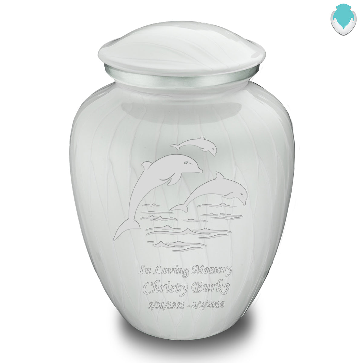 Adult Embrace Pearl White Dolphin Cremation Urn