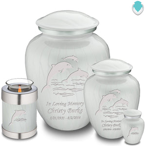 Adult Embrace Pearl White Dolphin Cremation Urn