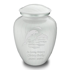 Adult Embrace Pearl White Dolphin Cremation Urn