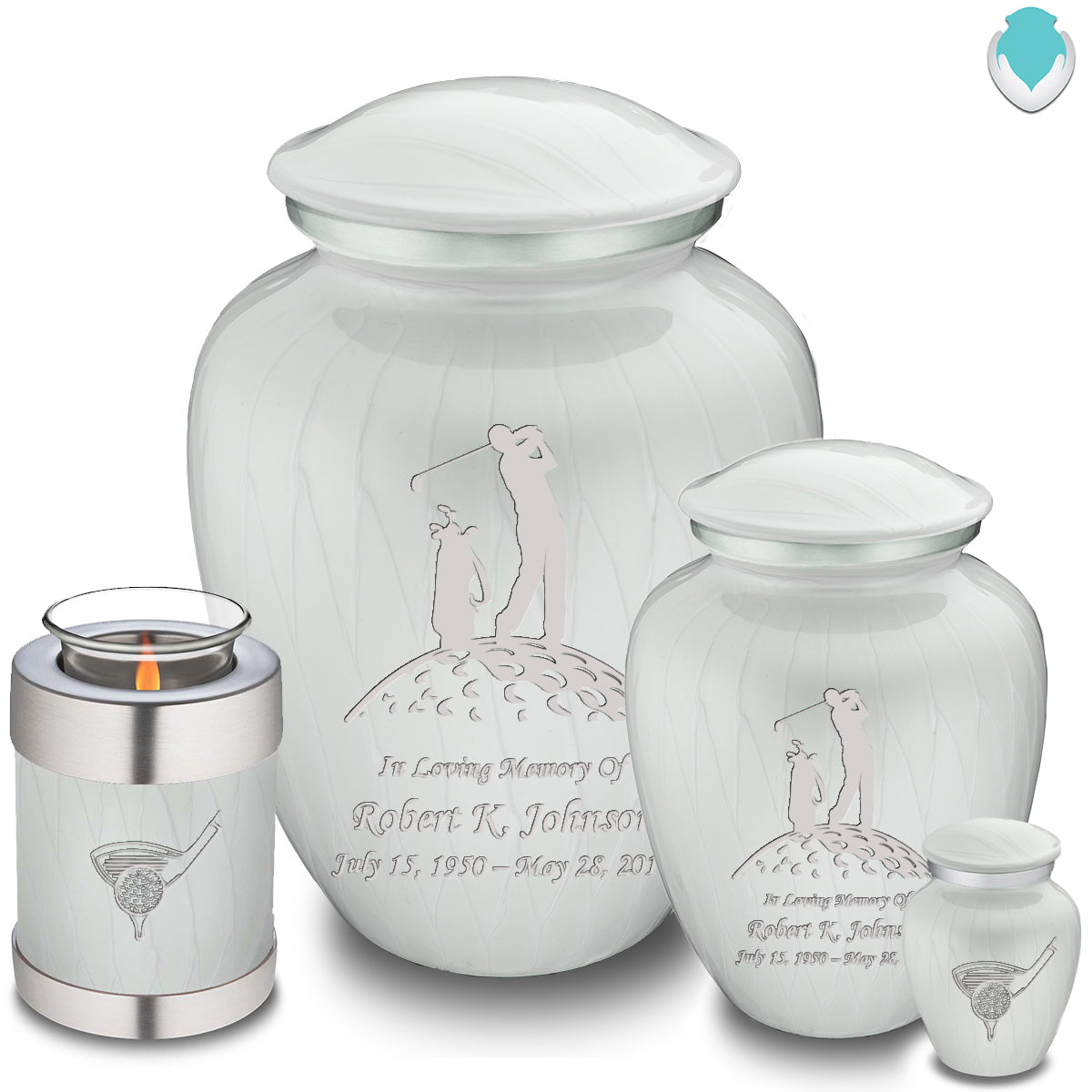 Adult Embrace Pearl White Golf Cremation Urn