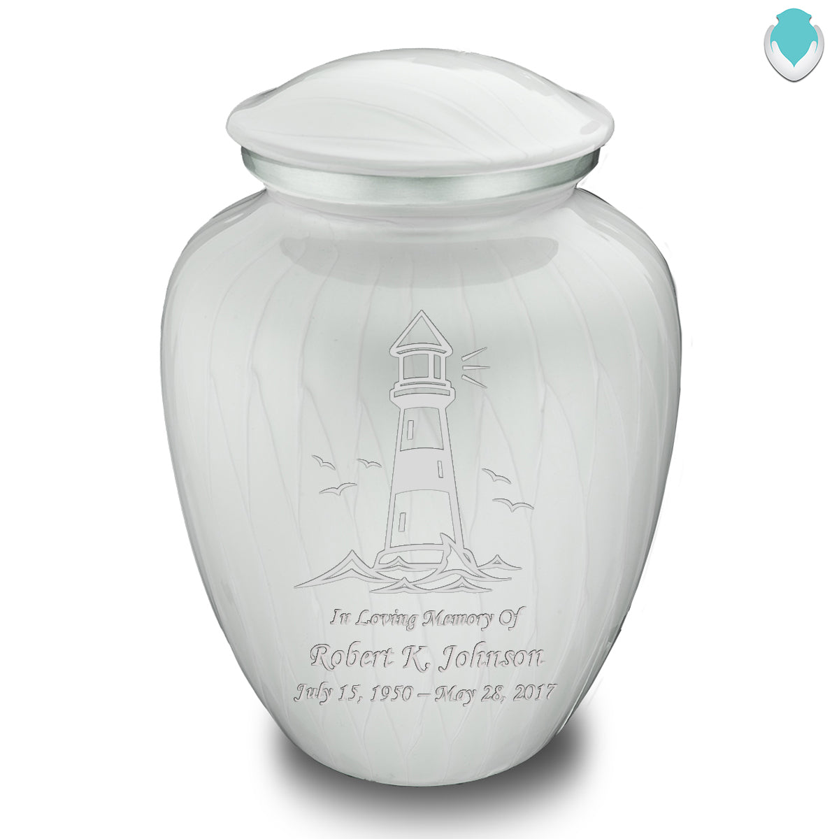 Adult Embrace Pearl White Lighthouse Cremation Urn