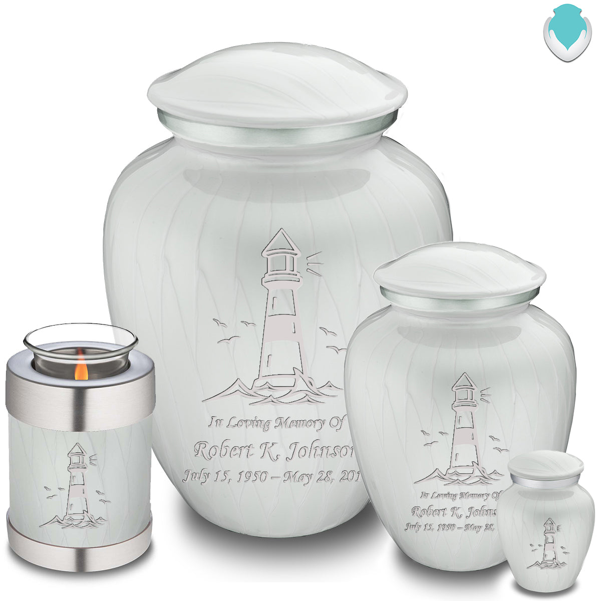 Adult Embrace Pearl White Lighthouse Cremation Urn
