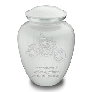 Adult Embrace Pearl White Motorcycle Cremation Urn