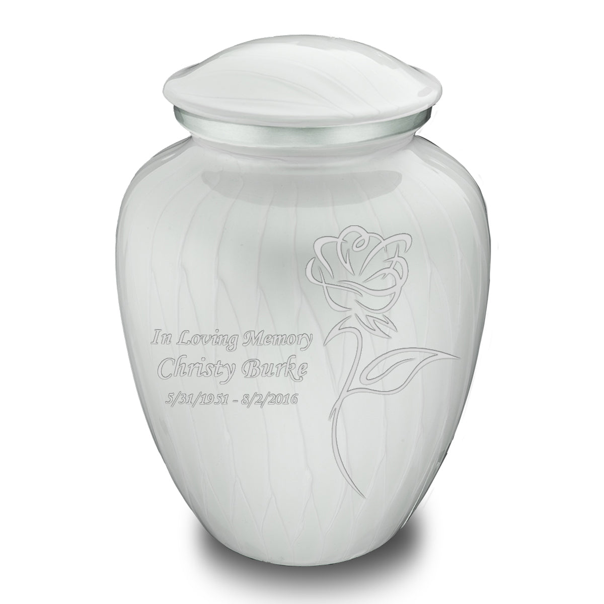 Adult Embrace Pearl White Rose Cremation Urn