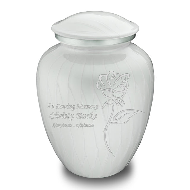 Adult Embrace Pearl White Rose Cremation Urn