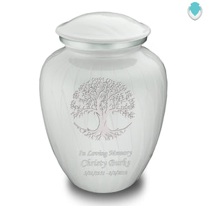 Adult Embrace Pearl White Tree of Life Cremation Urn