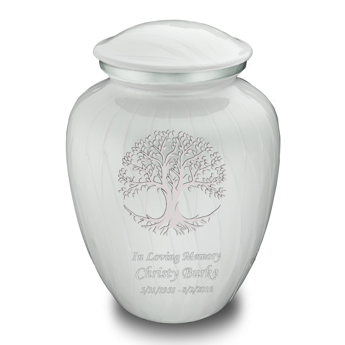 Adult Embrace Pearl White Tree of Life Cremation Urn
