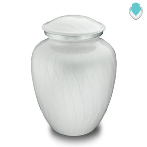 Adult Embrace Pearl White Custom Engraved Cremation Urn