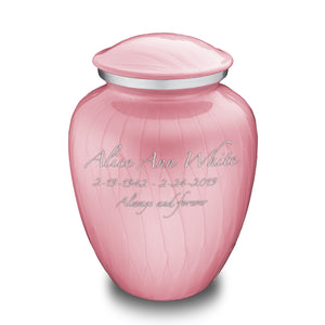 Adult Embrace Pearl Light Pink Custom Engraved Cremation Urn