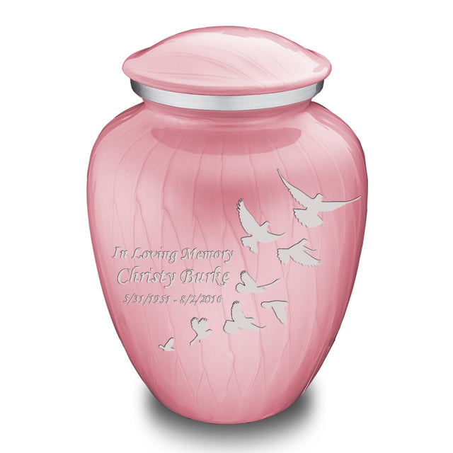 Adult Embrace Pearl Pink Doves Cremation Urn