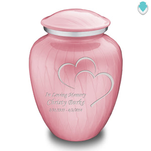 Adult Embrace Pearl Pink Hearts Cremation Urn