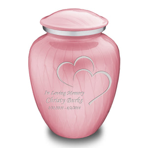 Adult Embrace Pearl Pink Hearts Cremation Urn