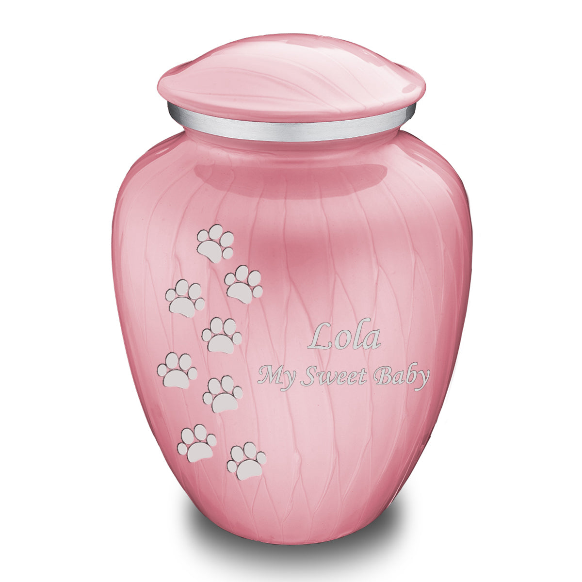 Large Embrace Pearl Light Pink Walking Paws Pet Cremation Urn