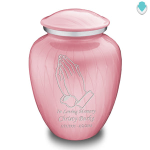 Adult Embrace Pearl Pink Praying Hands Cremation Urn