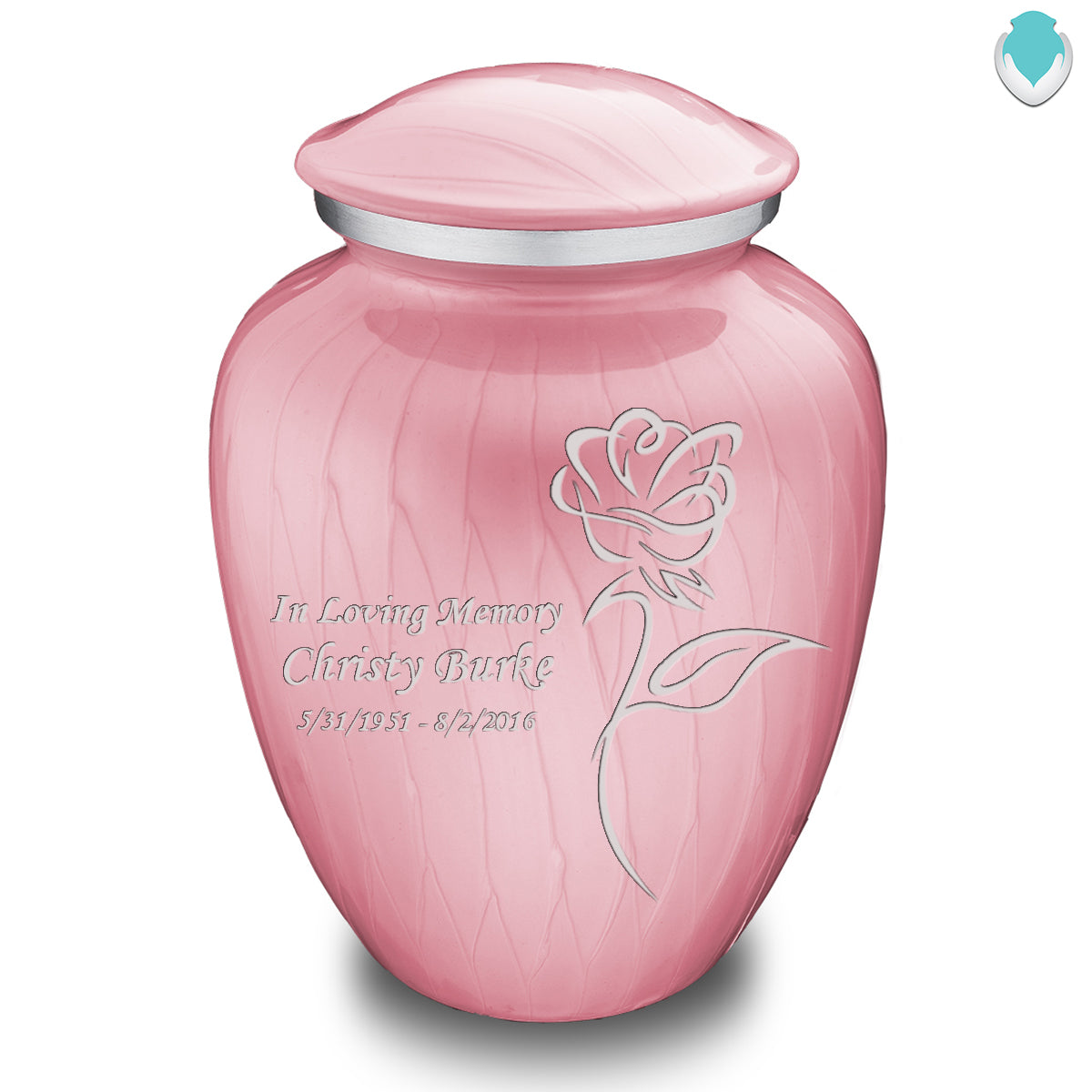 Adult Embrace Pearl Light Pink Rose Cremation Urn