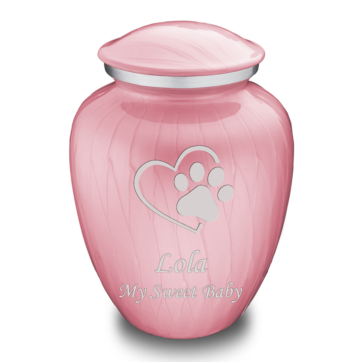 Large Embrace Pearl Light Pink Single Paw Heart Pet Cremation Urn