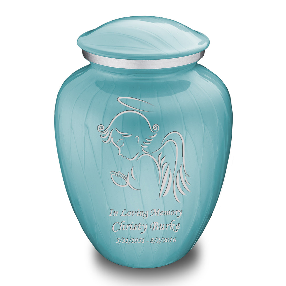 Adult Embrace Pearl Light Blue Angel Cremation Urn