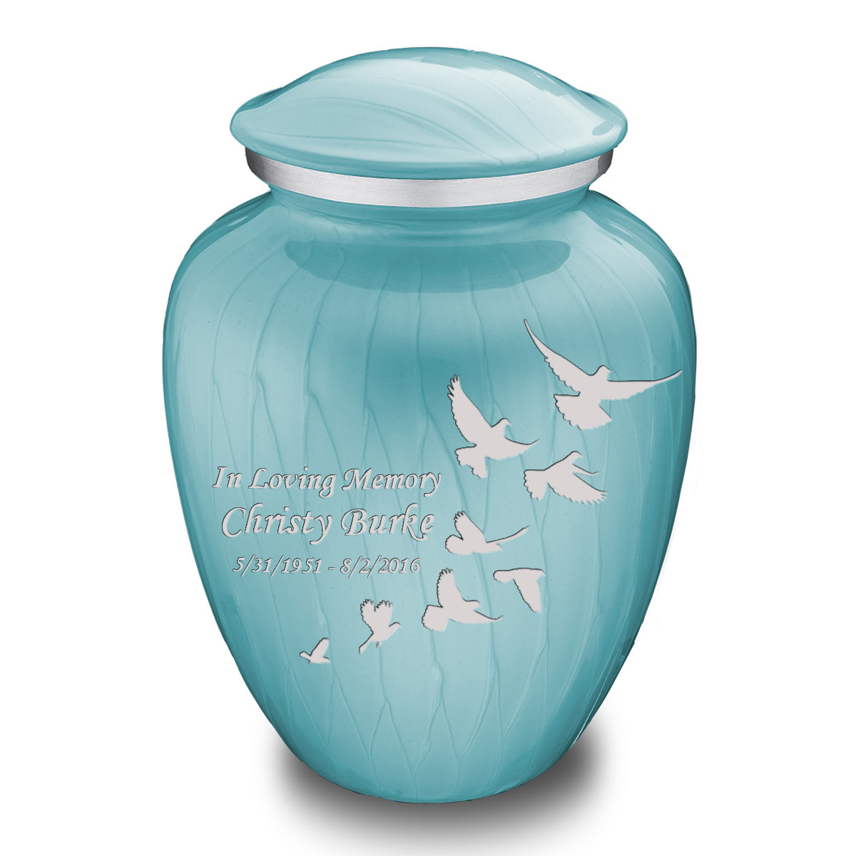 Adult Embrace Pearl Light Blue Doves Cremation Urn