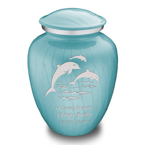 Adult Embrace Pearl Light Blue Dolphin Cremation Urn