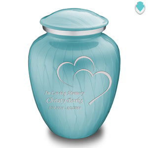 Adult Embrace Pearl Light Blue Hearts Cremation Urn