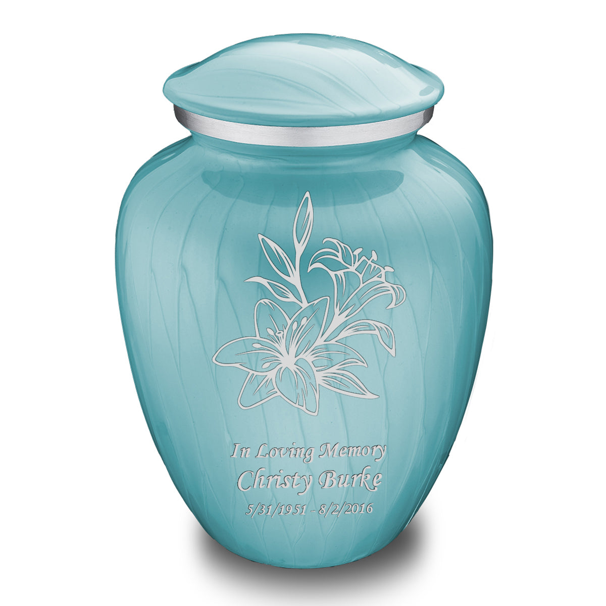 Adult Embrace Pearl Light Blue Lily Cremation Urn